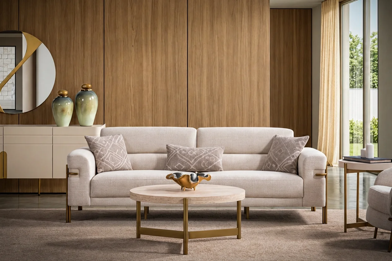 Living room — premium sofa sets and coffee tables
